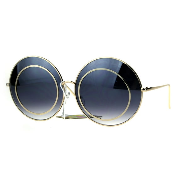 Womens Retro Round Luxury Hippie Circle Lens Sunglasses Black Mirror