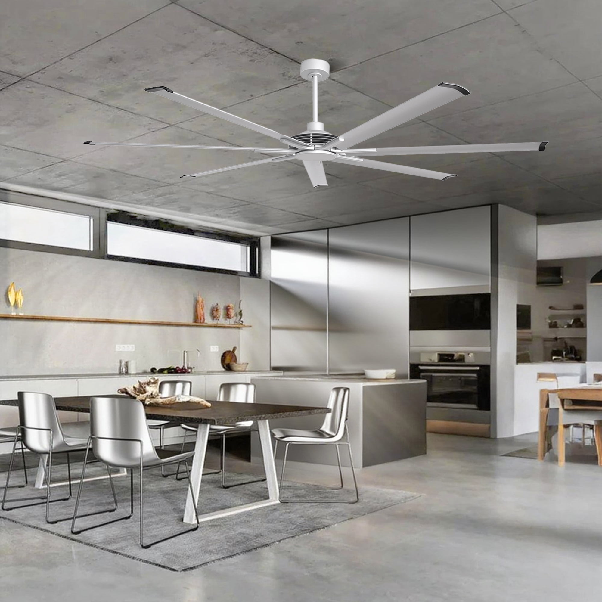 Parrot Uncle Industrial 84" Silver HVLS Ceiling Fan without Light, Large Ceiling Fan with Remote Control