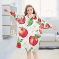thumbnail image 5 of FORMRS Wearable Blanket Hoodie with Sleeves for Kids Cozy Flannel Sweatshirt, White Apple Pattern, 5 of 7