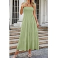 thumbnail image 6 of Women's Tie Shoulder Smocked Tiered Maxi Dress Sleeveless Elegant Solid Party Gown for Formal Occasions 100% Polyester, 6 of 11