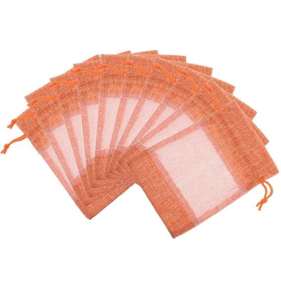 Toyvian 10Pcs Orange Mesh Bags Drawstring Small Empty Sachet Bags for Home Use