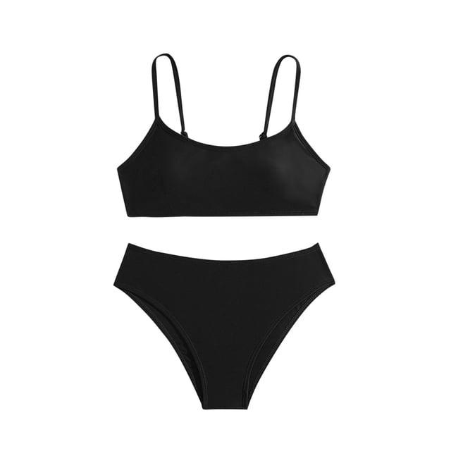 Odeerbi 8-14 Años Niñas Playa de Verano Bikini de Cuerda Traje de Baño Hawaiano Traje de Baño de Color Sólido Traje de Baño de Dos Piezas Set