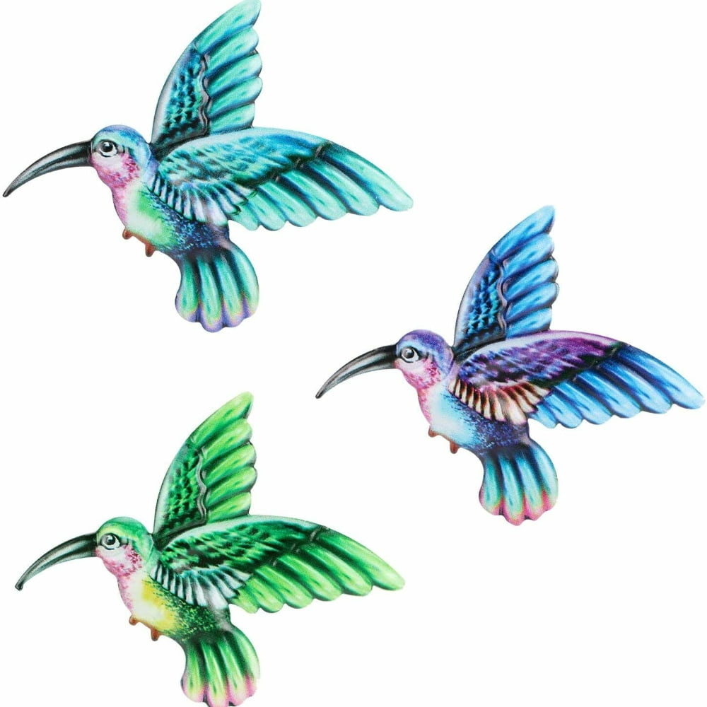 3 Pack Hummingbird Metal Wall Art Decor Nature Inspired Wall Hanging Ornament Birds Decoration Home Garden Ornament