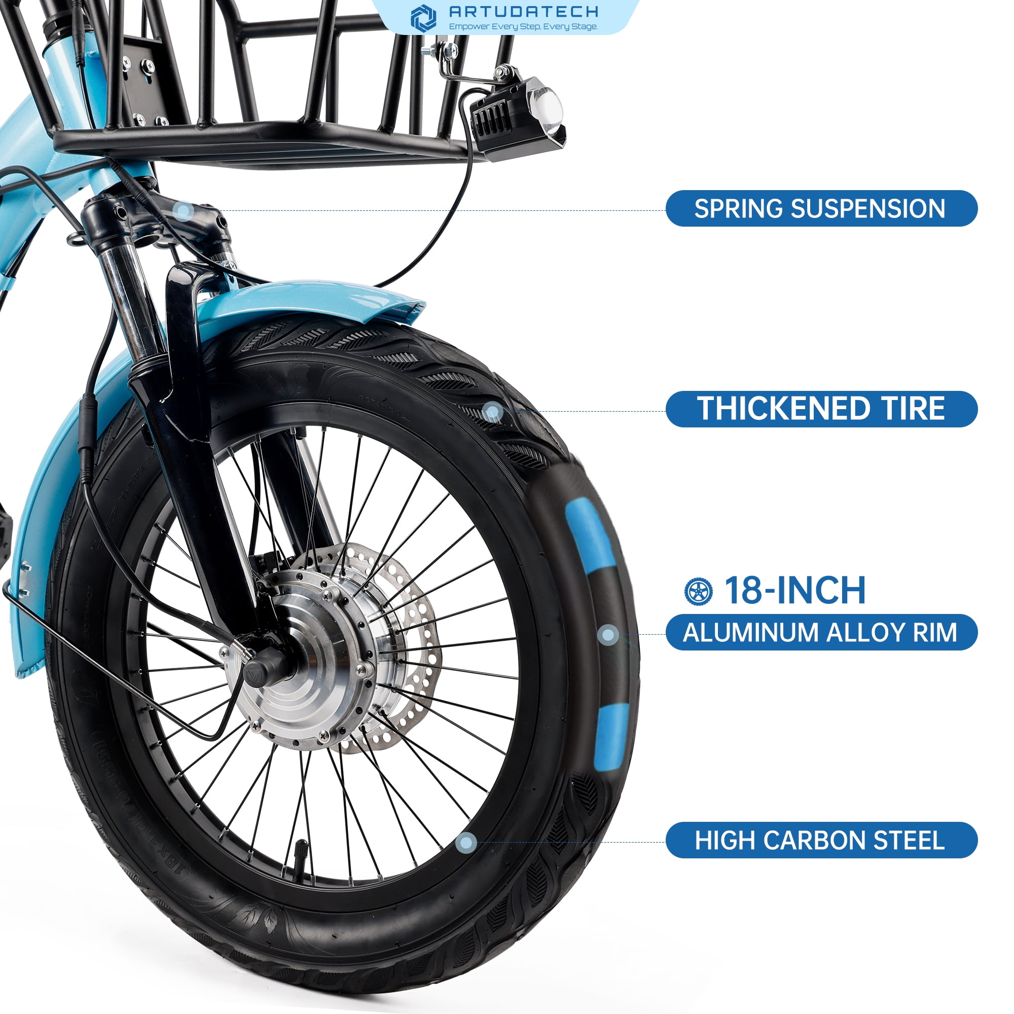 VIPQV Blue Electric Tricycle for Adults, 22MPH 27Miles 7-Speed Ebike, 3 Wheel Folding Electric Tricycle 18", Mountain E Bike, 350W Electric Trike 48V 13AH UL2849