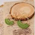 thumbnail image 5 of Raffia Hoop Earrings for Women Girls Fun Boho Summer Beach Earrings Lightweight Handmade Straw Wicker Rattan Dangle Earrings Statement Geometric Round Drop Earrings, 5 of 5