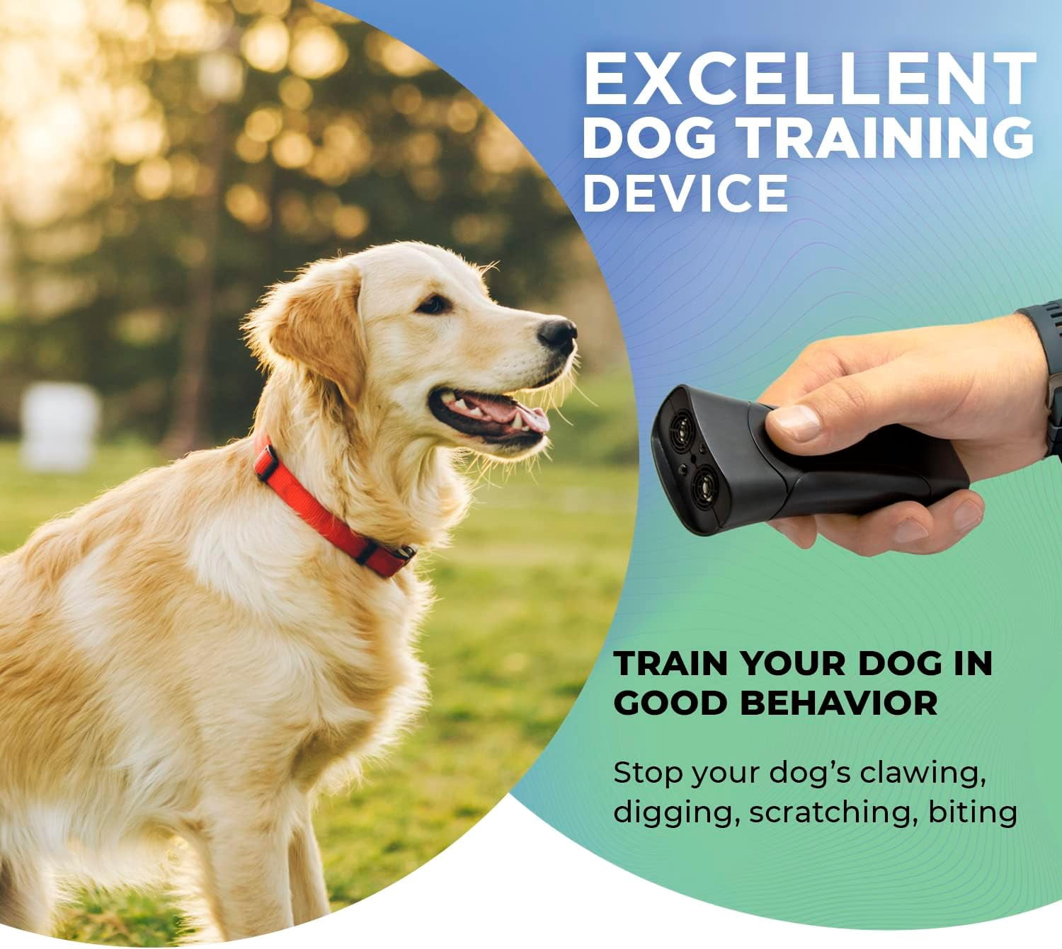Petgentle Handheld Dog Bark Deterrent - Ultrasonic Anti Barking Device with LED, Safe Dog Training Tool, Bark Collar Alternative, Stop Barking Indoors & Outdoors Up to 50 ft Range