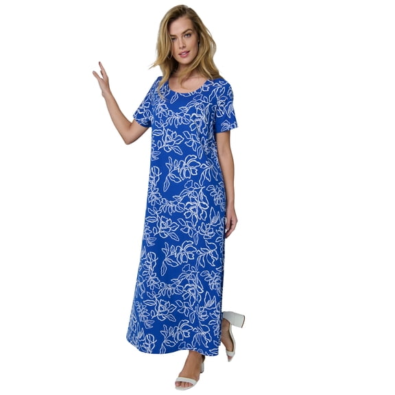 Jessica London Women's Plus Size Petite Stretch Cotton T-Shirt Maxi Dress