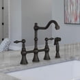 thumbnail image 2 of Akicon Two-Handles Bridge Kitchen Faucet with Side Sprayer 8-3/8 Inch High Arc Antique Bronze Bronze Finish, 2 of 5