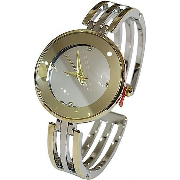 Blekon Collections Japanese Movement Women's Elegant Stylish Silver Face Cuff Bangle Watch