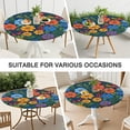 thumbnail image 7 of Pioneer Flower Floral Print Pattern Round Fitted Tablecloth with Elastic Edge,Dining Table Cover Waterproof,Outdoor Round Tablecloth for Camping,Dining,Indoor and Outdoor, 7 of 7