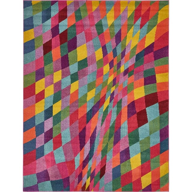 Unique Loom Estrella Modern Eclectic Area Rug 8' x 10' Rectangle Multi/Pink