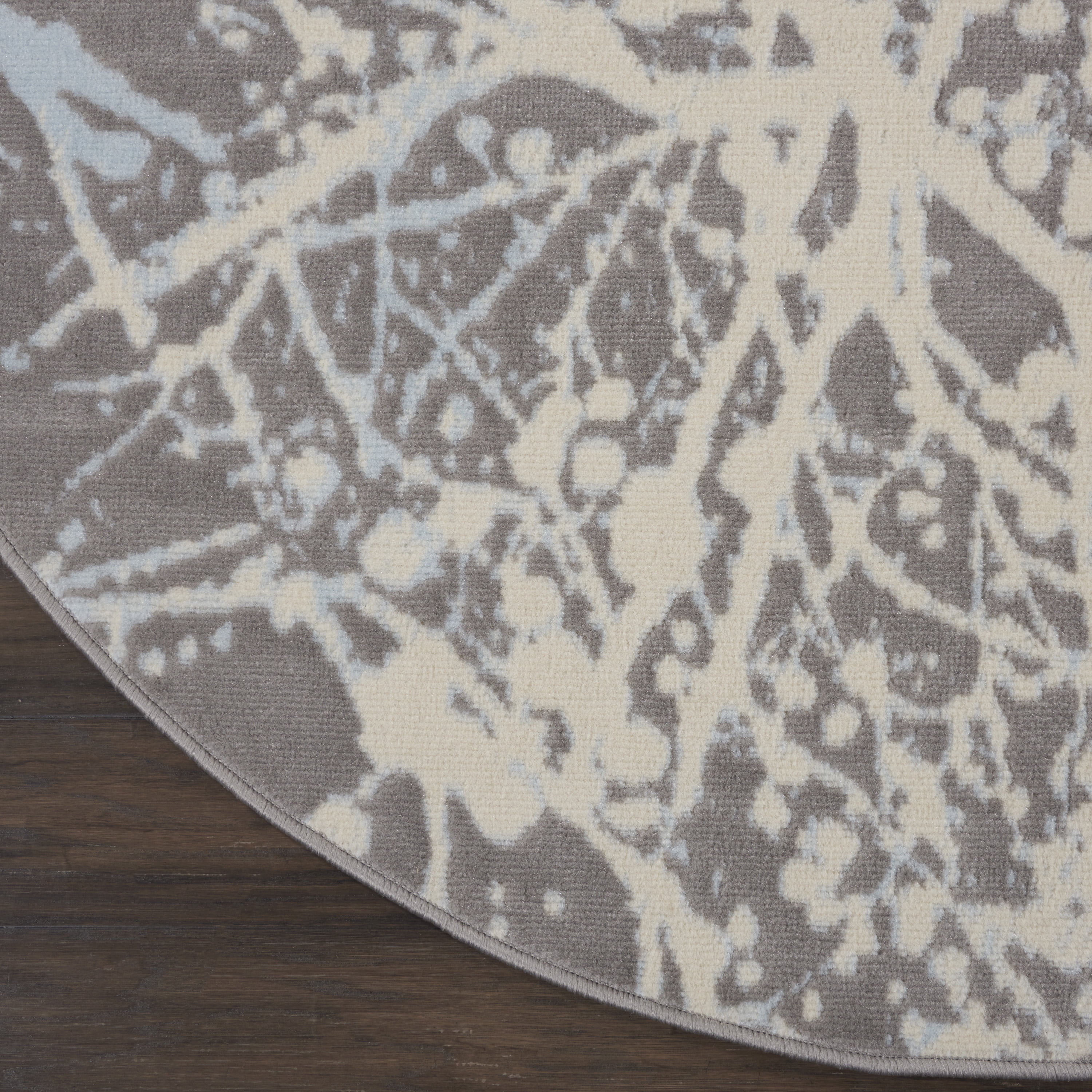 Nourison Bliss Modern Botanical Grey 5'3" x Round Area Rug, (5' Round)