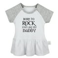 thumbnail image 4 of Pack of 2, Born To Rock Just Like My Daddy & Born To Be A Sailor Just Like My Daddy Funny Dresses, Newborn Baby's Skirts, Infant Princess Dress, Toddler Frocks (Gray Raglan Dresses, 0-6 Months), 4 of 5