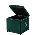 thumbnail image 3 of Jurgen Hunter Green/Chrome Velvet Storage Ottoman - Silver Nailhead Trim, Silver Ring, Plastic Black Legs, 3 of 8