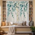 thumbnail image 2 of Teal Green Eucalyptus Kitchen Curtains 63 Inch Length, Farmhouse Weeping Leaves Linen Tiers Curtains for Living Room Berdoom Bathroom, Light Filtering Drapes Window Treatment 2 Panels 42"Wx63"L, 2 of 8