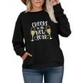 thumbnail image 2 of Women's Fashion Casual Plus Size Long Sleeve Pullover Printed Sweatshirt with CHEERS to the NEW YEAR Design for Celebration,Black,L, 2 of 4