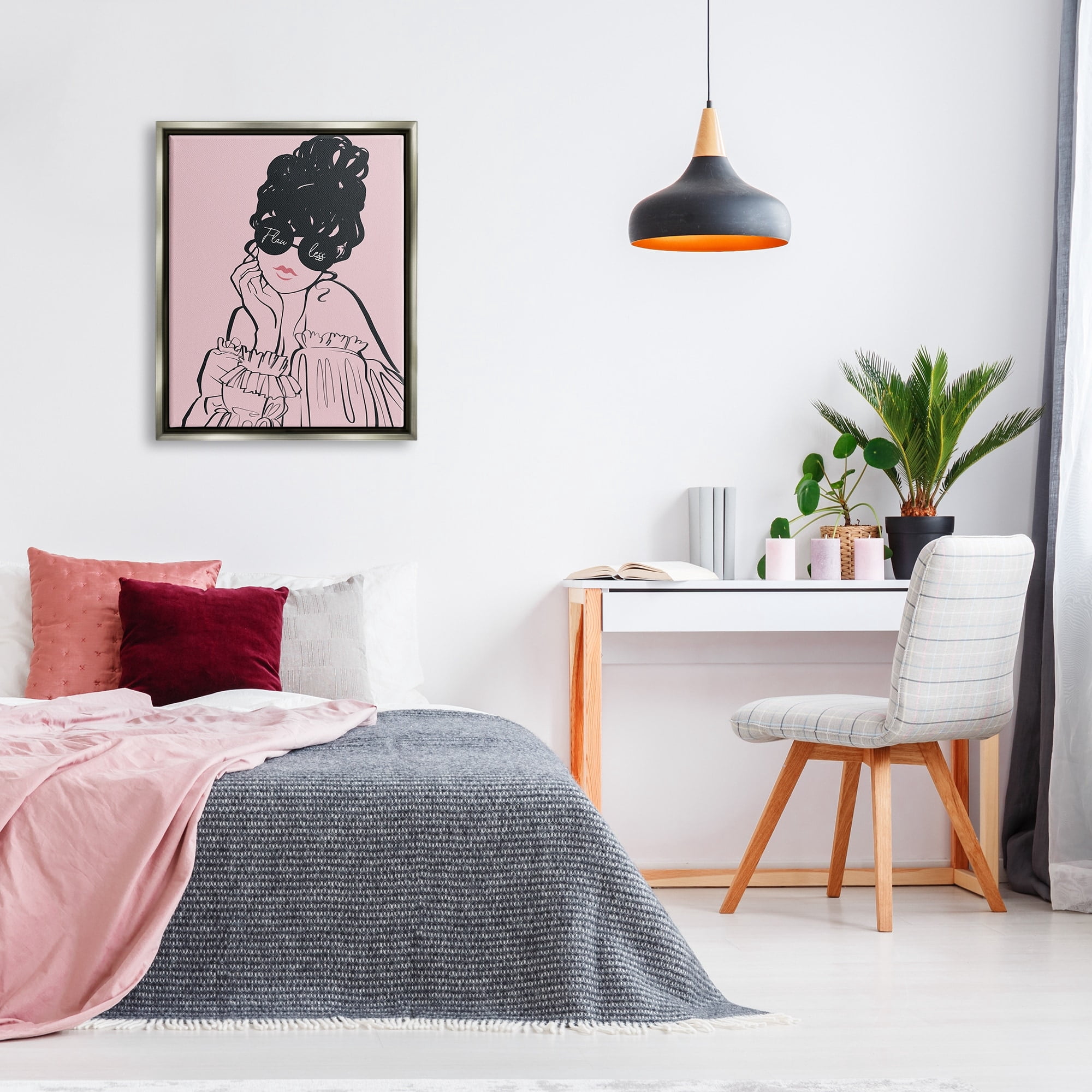 Stupell Industries Flawless Text Bold Pink Glam Fashion Woman Graphic Art Luster Gray Floating Framed Canvas Print Wall Art, Design by Ziwei Li