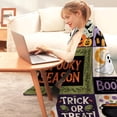 thumbnail image 5 of Halloween Quilt Pumpkin Throw Blanket Thanksgiving Throw Blanket Fall Blankets and Throws Soft Flannel Patchwork Cover for Sofa Couch Bed Living Room Seasonal Holiday Festival Decor Gift 39.3*27.6in, 5 of 6