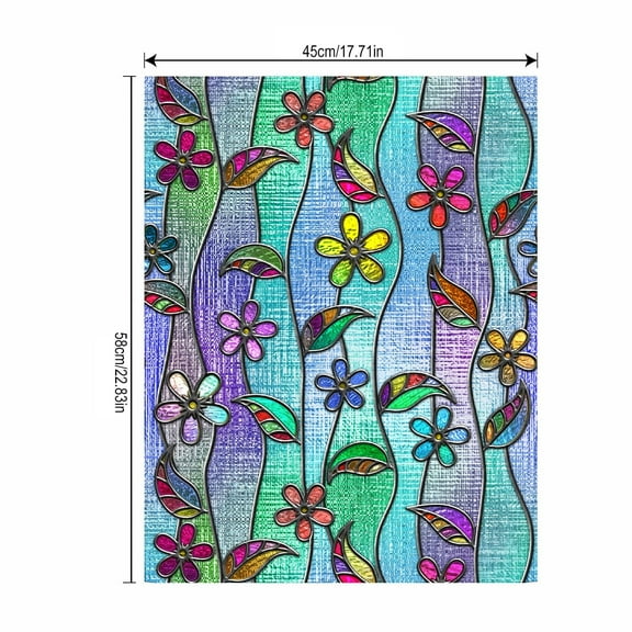 Window Film Stained Glass Film Frosted Privacy ,Decal Decorative Window, Cling No Glue Removable Window Stickers(11.7x 22.8 inch)