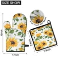 thumbnail image 6 of White Sunflower Green Leaf Pattern Kitchen Oven Mitt and Pot Holder Sets 2 Pcs for Baking, Cooking and Grilling, Heat Resistant Up To 392 °F, 6 of 7