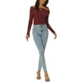 thumbnail image 2 of MODA NOVA Juniors Off Shoulder Ribbed Knit Casual Long Sleeve Solid Sweater Pullover Top, 2 of 6