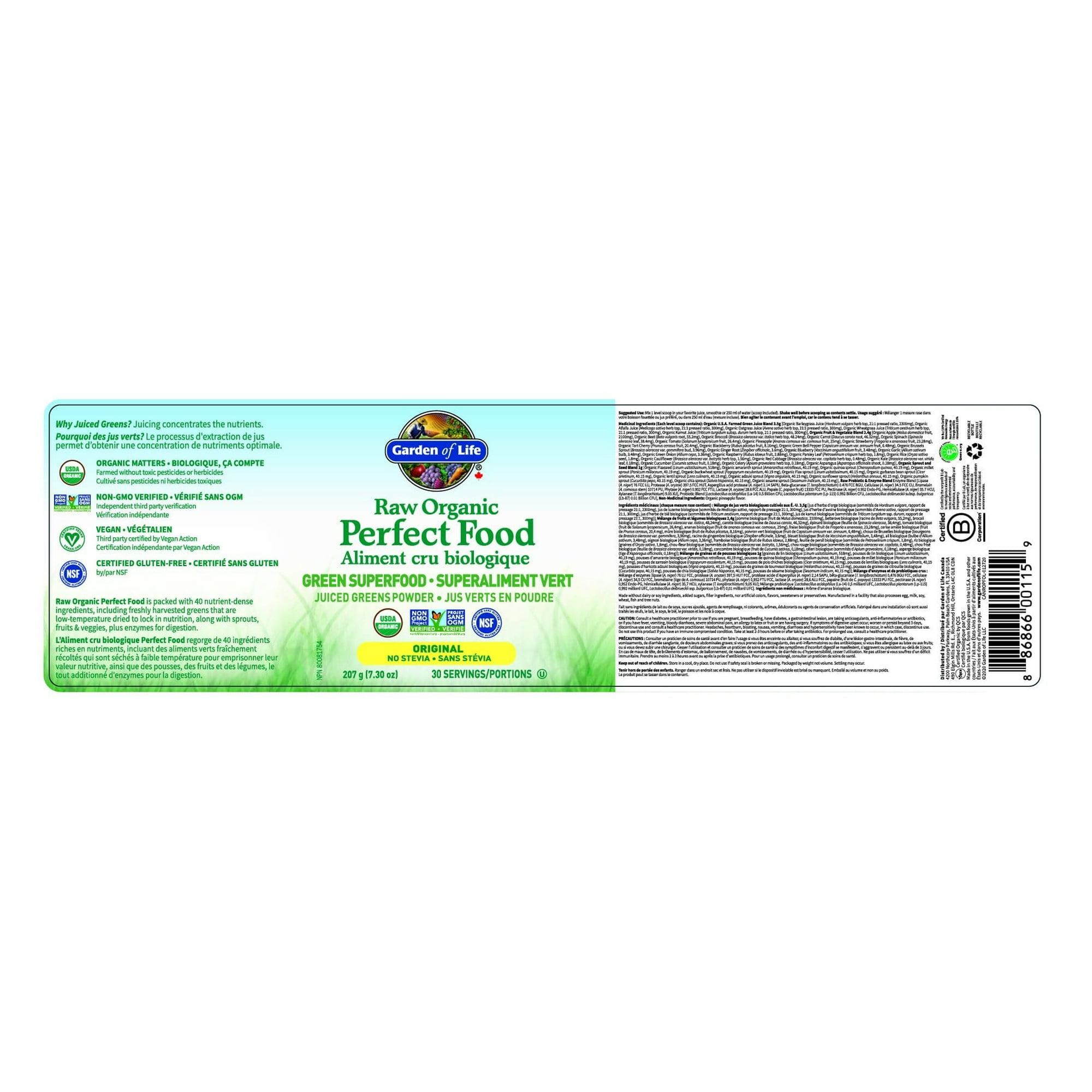 Garden of life raw organic perfect food hot sale