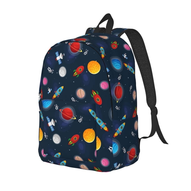 Easygdp Space Cartoon Mochila de Lona Resistente para Laptop, Compatible con Laptops de 15 a 17 pulgadas, Ideal para Escuela, Trabajo y Viajes-Medium
