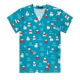 thumbnail image 3 of Camiseta de manga corta con estampado elástico, temática navideña, verano, para médicos, enfermeras, spa, salón de belleza, tienda de mascotas, ropa de lavado, 3 of 3