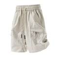 thumbnail image 3 of successthop Soccer Shorts Men Rayon Knee Length Sweatpant Shorts Drawstring Elastic Waist Bottoms Quick Dry Beachwear 2XL, 3 of 8