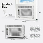 PhiloDeco 6000 BTU Window Air Conditioner Cool to 250 sq ft Intelligent, LED,Remote Control, Easy to Clean Filter Screen, Can Be Used as a Dehumidifier/Fan, Operates Quietly, and is Energy-Saving