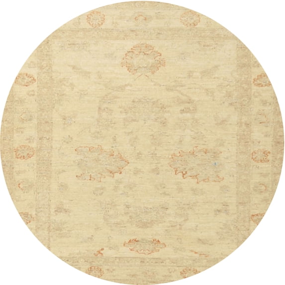 Ahgly Company Machine Washable Indoor Round Traditional Brown Gold Area Rugs, 4' Round