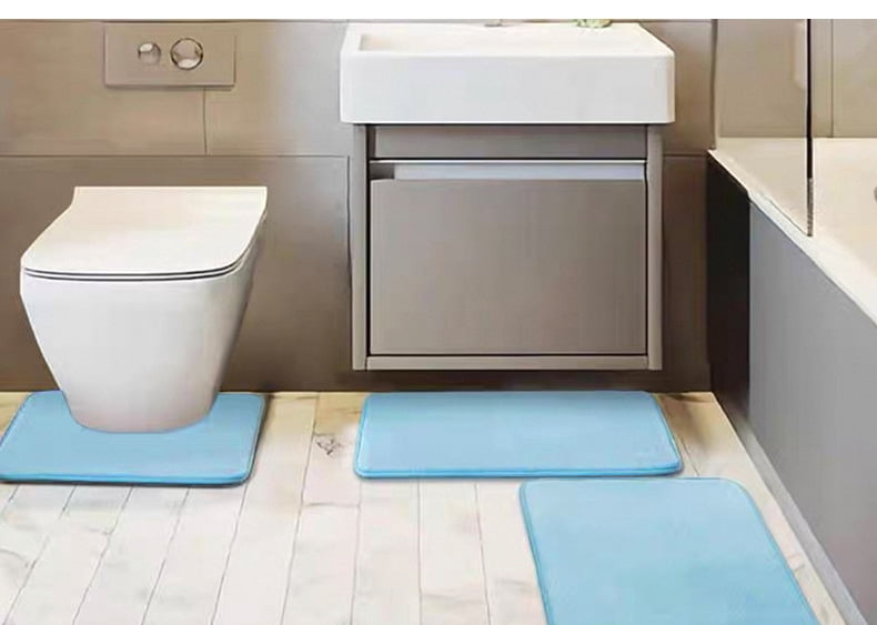 Mictong Bathroom Rugs Set, Memory Foam Bath Mat, Non-Slip Bath Rugs, Absorbent Bathroom Rugs Sets, Bathroom Decor Rugs Sets, Suitable For Family Bathroom, 3 Piece Set, pink