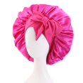 thumbnail image 2 of HUGFEGWE Bonnet de Douche pour Femmes Bonnet de Nuit en Satin Couleur Unie Réglable avec Lacets Imperméable pour Cheveux Épais, Longs, Tresses Rose Rouge Taille Unique CJB91-52704, 2 of 2