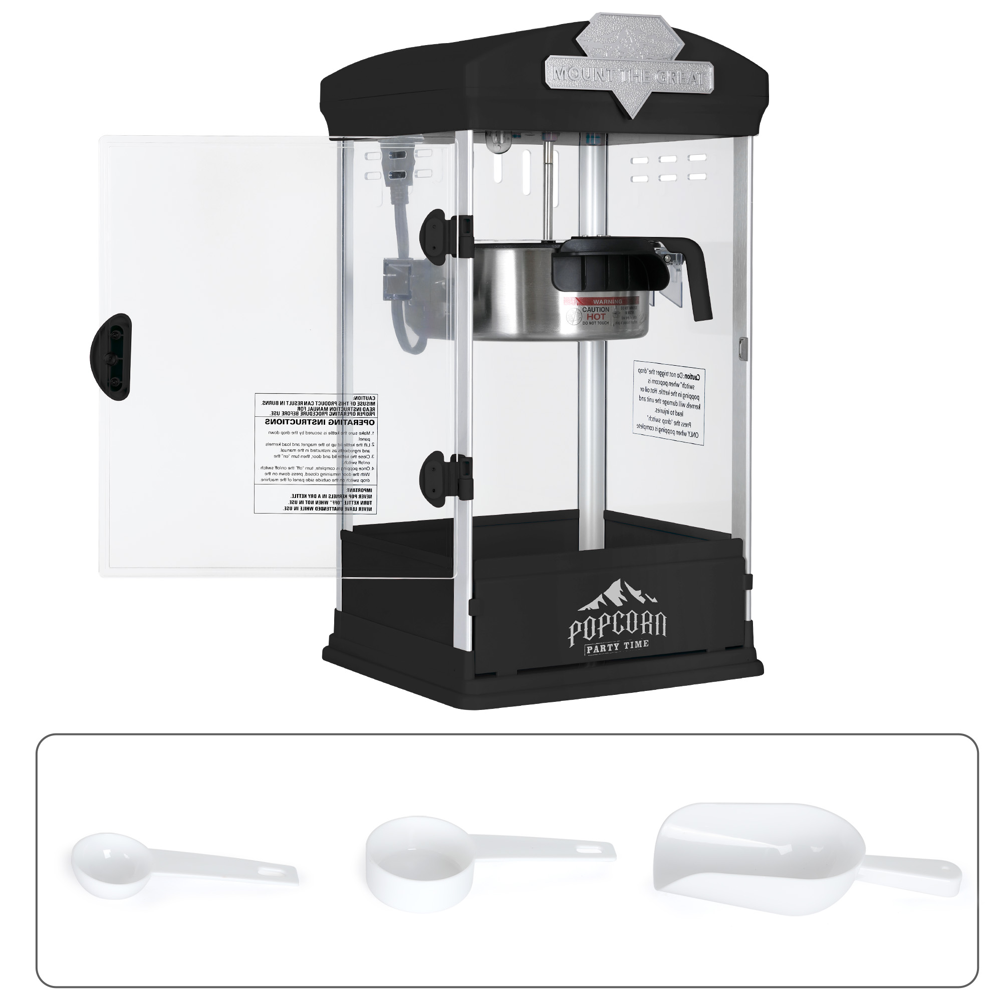 Yoneston 8 oz Commercial Countertop Popcorn Machine, 600W Kettle Popcorn Maker, Container Produces 2 Gallon per Cycle, Comes with 3 Ladles for Home Moive Parties, Black