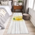 thumbnail image 4 of Lemon 2'x6' Runner Rugs for Hallway Kitchen Bedside Non Slip Washable, Yellow Summer Botanical Watercolor Wooden Entryway Rug Runners with Rubber Backing, Long Carpet Runner for Laundry Room, 4 of 8