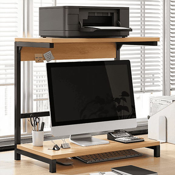 Gtouse Printer Stand for Desk 2 Tiers Multi-Purpose Monitor Laptop Computer Stand Office Organization Shelves