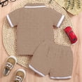 thumbnail image 4 of NOLDARES Toddler Baby Boy Summer Outfit Play Clothes Short Sleeve Truck Print Tee Elastic Shorts Blazer,18-24 M, 4 of 5