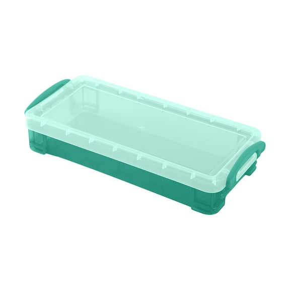 Stackable Pencil Box, Clear Plastic Storage Case for Markers and Crayons, Green