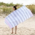 thumbnail image 2 of 100% Cotton Filippo Fouta Beach Towel, Lightweight, Soft and Absorbent Terry Cloth Backing,Nautical Stripes Pattern Travel Bath Towel , 35" x 68",  Sunset by Blue Nile Mills, 2 of 4