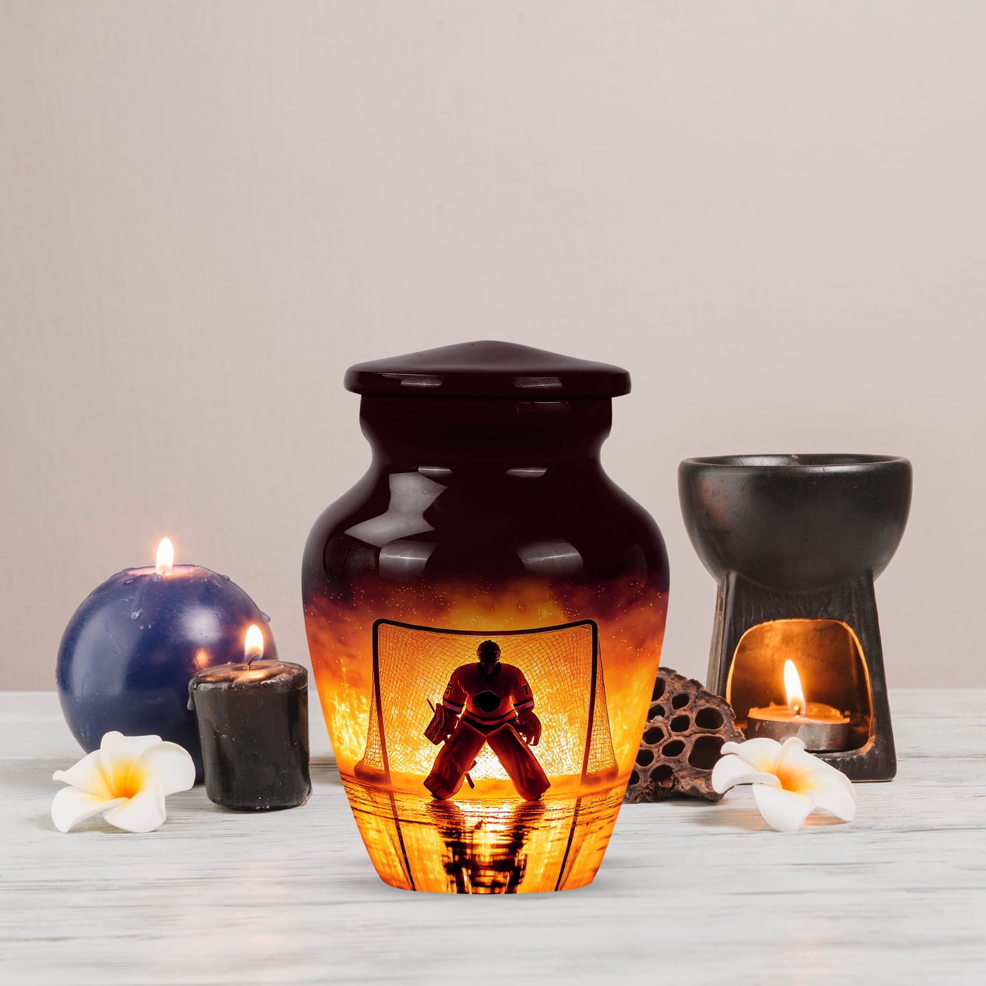 MUKTIVE Keepsake Ice Hockey Urns for Human Ashes Adult Man, Small Urns for Human Ashes, Keepsake for Male & Female, 3 Inch Tiny Maroon Urn for Father & Mother Burial