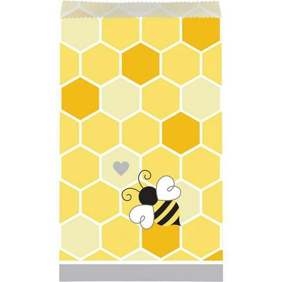 Creative Converting 340191 Bumblebee Baby Shower Paper Treat Bags, 10 Count
