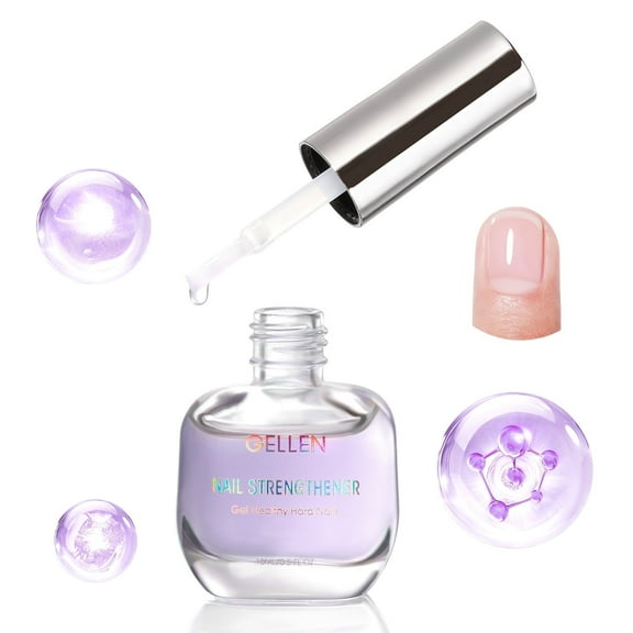 Gellen 15ml Nail Strengthener, Air Dry Clear Finish Nail Growth Strengthener for Thin Weak and Damaged Nails Repair Solution with Protein Keratin Calcium Nourish Nail Care Treatment, Lavender Scented