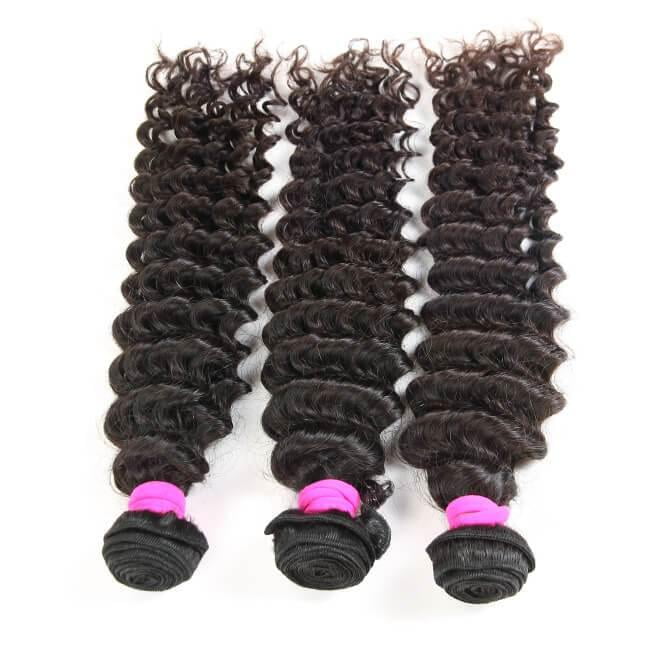 LUVME 3pcs Deep Wave 100% Virgin Human Hair Curly Bundles