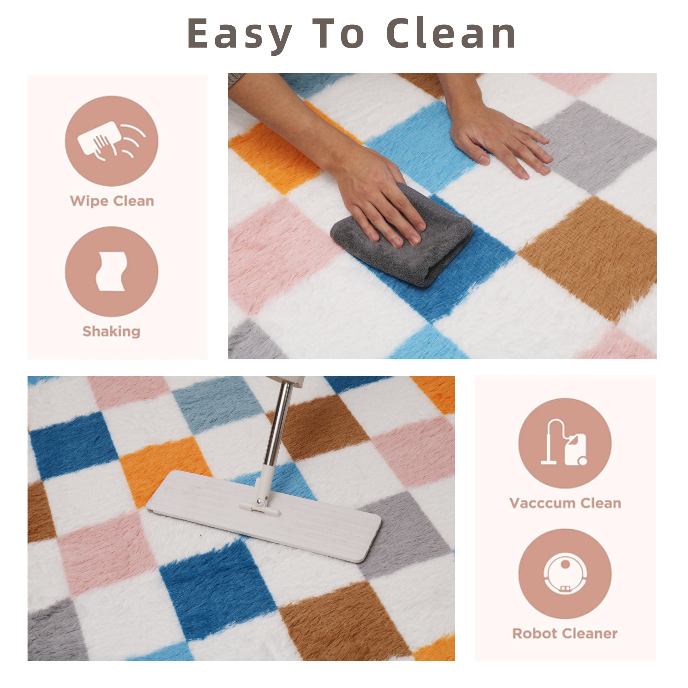 Area Rugs for Livingroom Bedroom, 4' x 6' Soft Fluffy Shag Indoor Floor Carpet for Living Room Bedroom Dining Room Office Home Decor, Colorful
