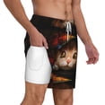 thumbnail image 3 of Picia Animal Cat pattern Mens Swim Trunks with Compression Liner Stretch Beach Shorts Quick Dry with Zipper Pockets No-Chafing Board Shorts-X-Large, 3 of 9
