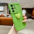 thumbnail image 2 of for Samsung Galaxy S21 Ultra Case for Women, Cute Kawaii 3D Love Heart Solid Color Curly Wavy Camera Lens Cover Shockproof Soft Silicone Phone Cover 6.8 Inch (Green), 2 of 12