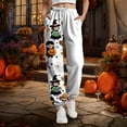 thumbnail image 5 of YDFCWXW Women's Halloween Print Pants - Elastic Waist Joggers, Casual Lounge Sweatpants with Drawstring White, XL, 5 of 7