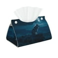 thumbnail image 2 of Lsque Lonely Night Wolf Printed Long Tissue Box Cover Holder, Facial Paper Organizer Dispenser,Triangle with Bottom Belt, PVC Leather Decorative Organizer, 2 of 9