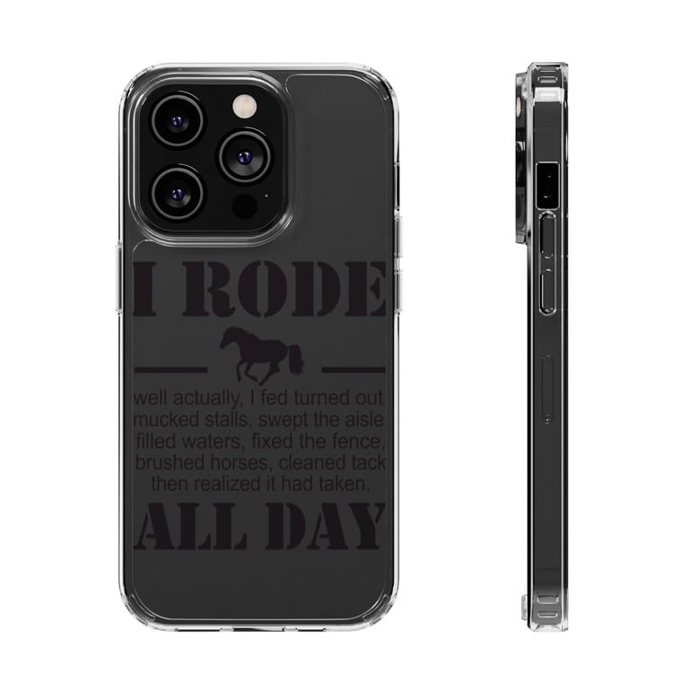 DistinctInk Clear Case for Apple iPhone 14 PRO (6.1" Screen) - I Rode All Day - Horse DistinctInk Clear Case for Apple iPhone 14 PRO (6.1" Screen) - I Rode All Day - Horse