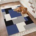 thumbnail image 4 of Area Rug with Tassels 3' x 5', Ombre Square Splicing Plaid Kitchen Runner Rug for Hallway Bedroom Throw Rugs, Color Block Soft Door Mat for Bathroom Entrance Living Room, 4 of 9